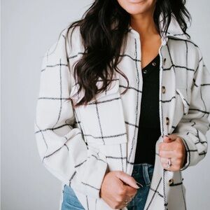 Kendall + Kylie Oversized Windowpane Flannel Shacket SUZE SMALL